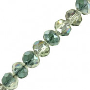 Top Glasfacett rondellen Perlen 6x4mm Green ab half plated